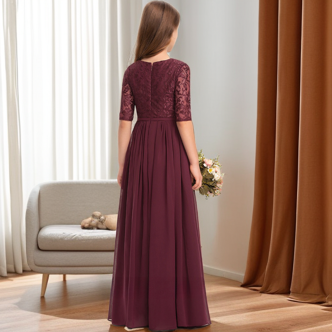 Half Sleeve Floor-Length Chiffon/Lace Junior Bridesmaid Dress/Girls Dresses Girls Gidiondress