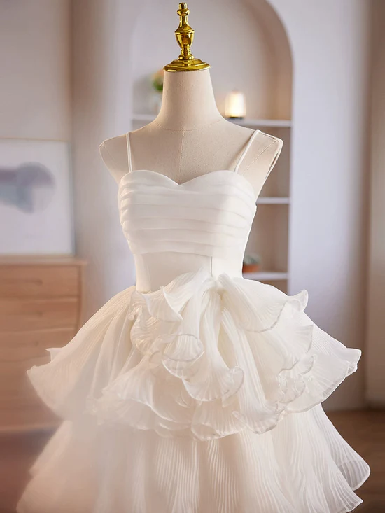 Cute White Sweetheart Neck Short Prom Dress, Cute White Homecoming Dress BabaMila