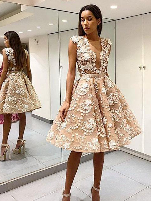 Beautiful Homecoming Dresses A-line Short Lace Prom Dress Party Dress Homecoming Dress BabaMila