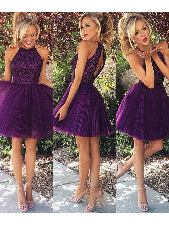 Homecoming Dress Halter Sleeveless Short Prom Dress Party Dress Homecoming Dress BabaMila