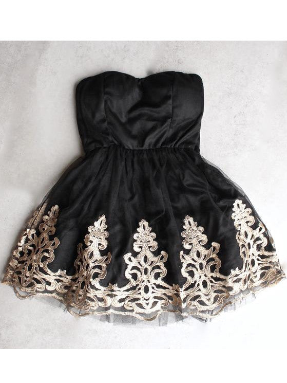 Homecoming Dress Appliques Strapless Short Prom Dress Party Dress Homecoming Dress BabaMila