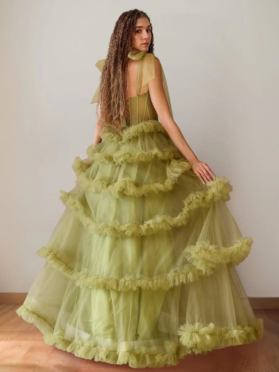 A-Line/Princess Cowl Neck Sleeveless Floor-Length Luxurious Prom Dresses with Crystal & Pleats BabaMila