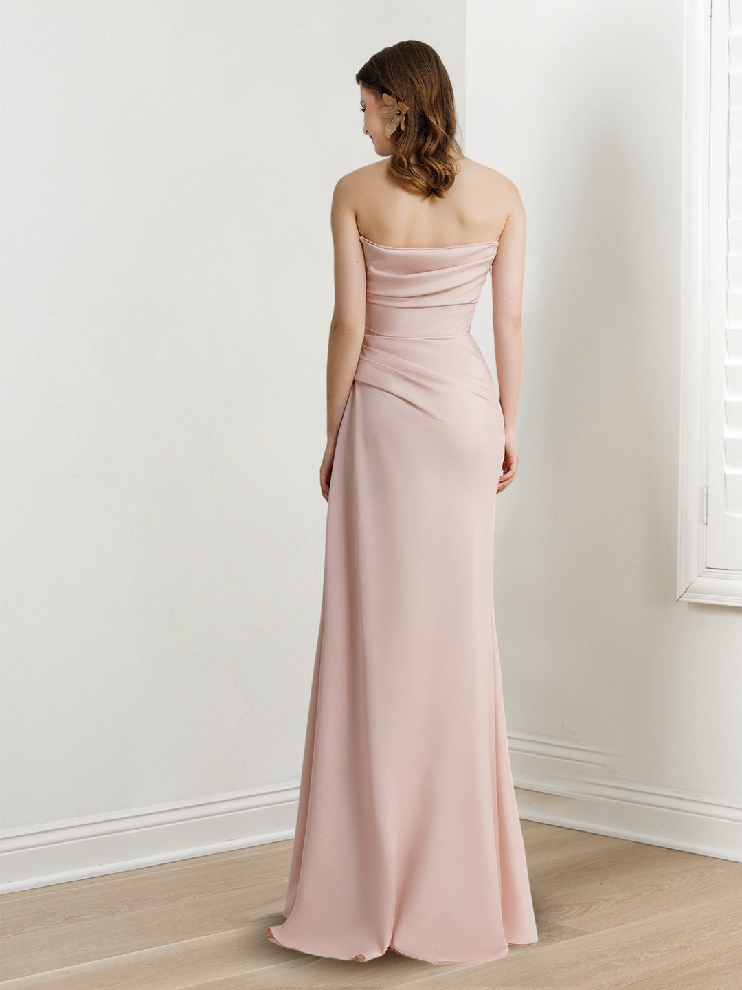 Sheath/Column Strapless Sleeveless Floor-Length Long Evening Dresses with Beaded BabaMila