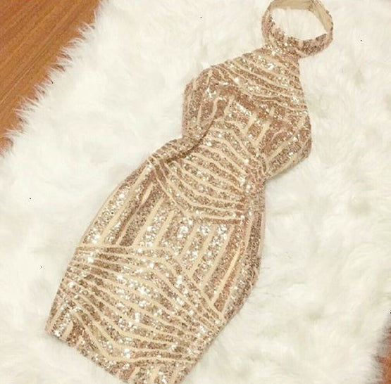 Sexy Gold Homecoming Dresses Sheath Open Back Short Prom Dress Party Dress Homecoming Dress BabaMila