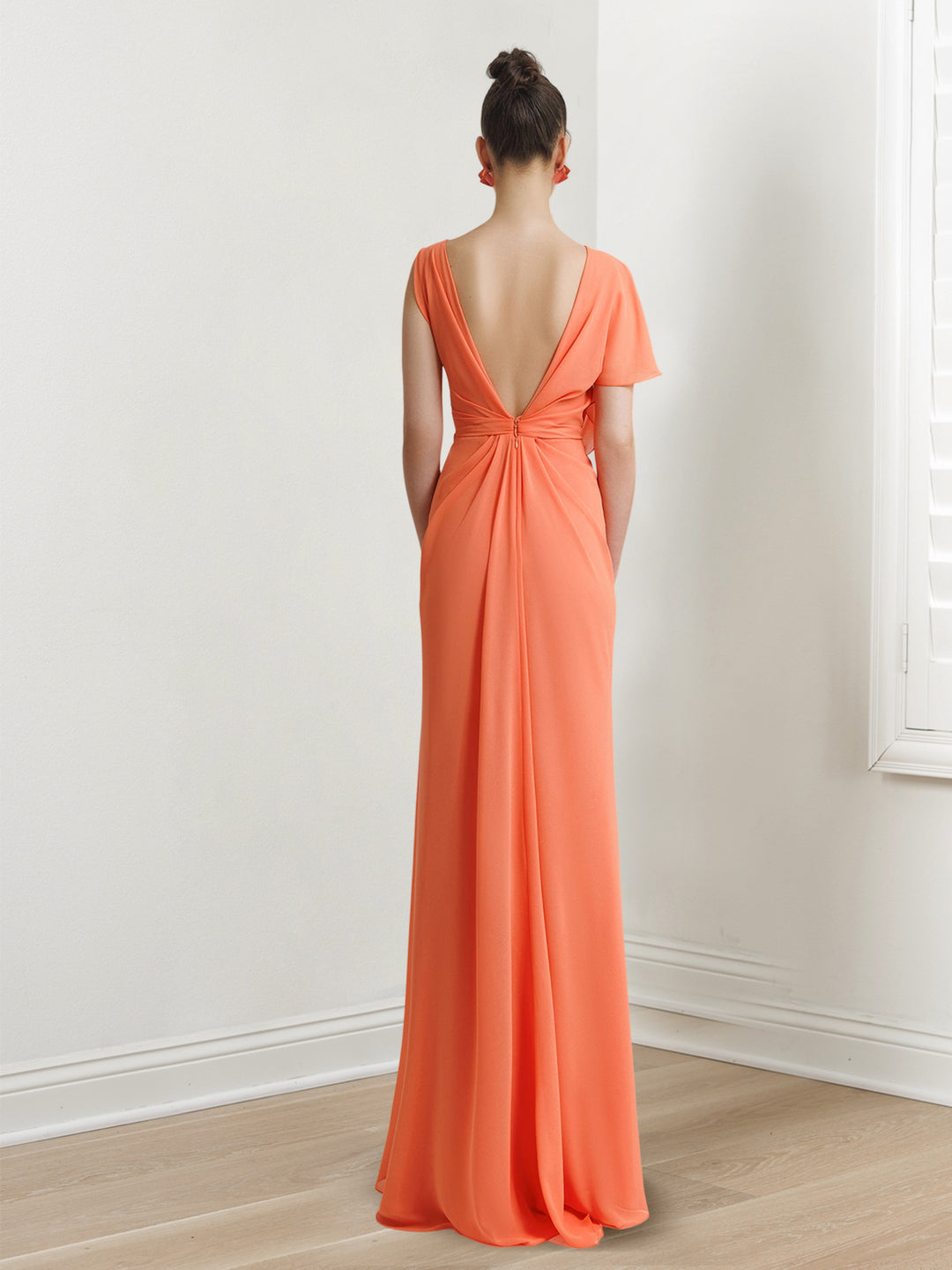 Sheath/Column Cowl Neck Sleeveless Floor-Length Long Evening Dresses with Split Side BabaMila