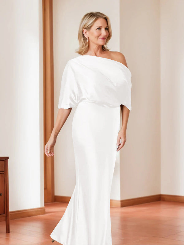 Sheath/Column One-Shoulder 1/2 Sleeves Elegant Plus Size Mother Of The Bride Dresses BabaMila