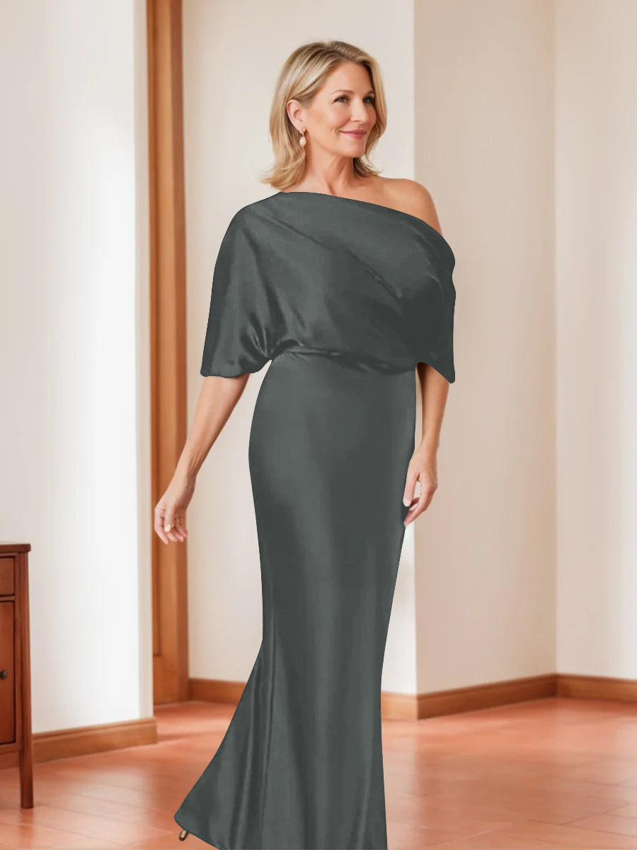 Sheath/Column One-Shoulder 1/2 Sleeves Elegant Plus Size Mother Of The Bride Dresses BabaMila