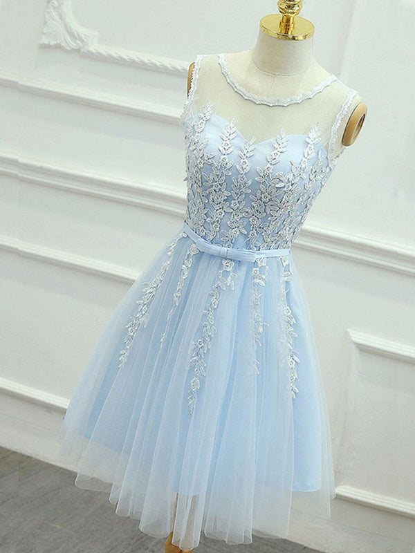 Homecoming Dress Scoop Appliques Short Prom Dress Party Dress Homecoming Dress BabaMila