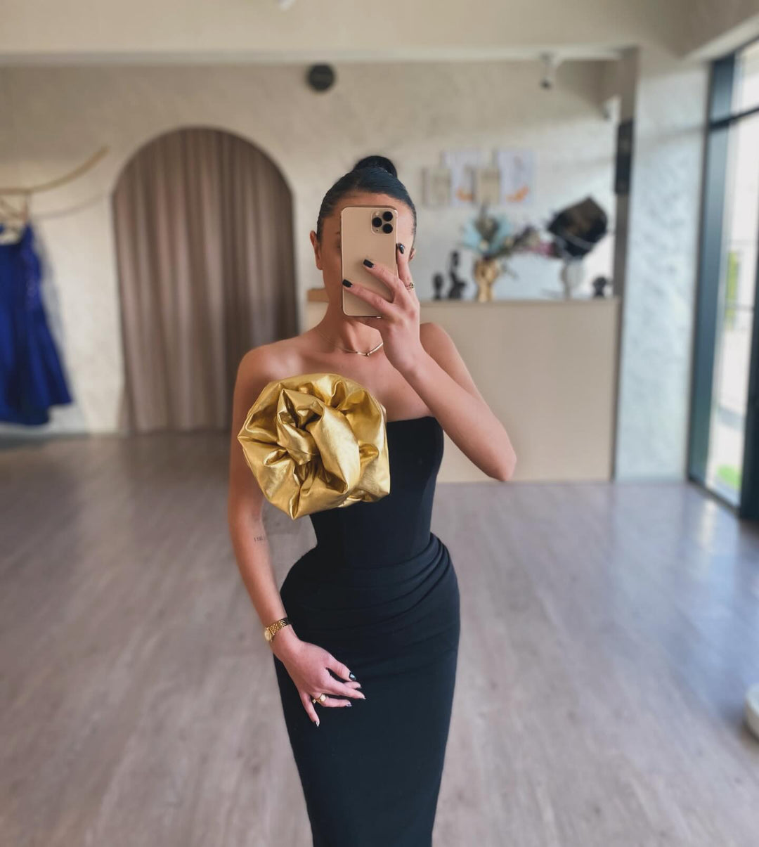 Sheath/Column Strapless Sleeveless Floor-Length Long Evening Dresses With Sash BabaMila