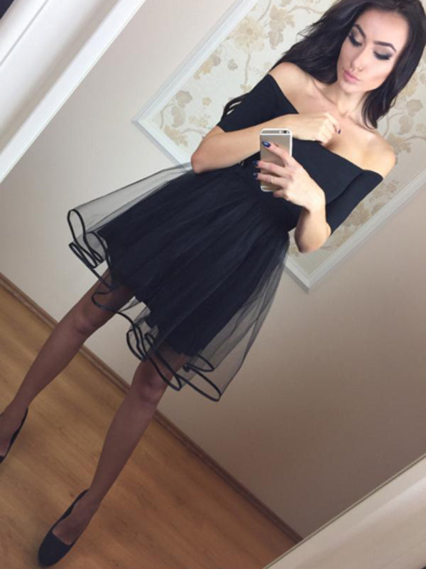 Red Homecoming Dress Little Black Dress A-line Off-the-shoulder Short Prom Dress Party Dress Homecoming Dress BabaMila