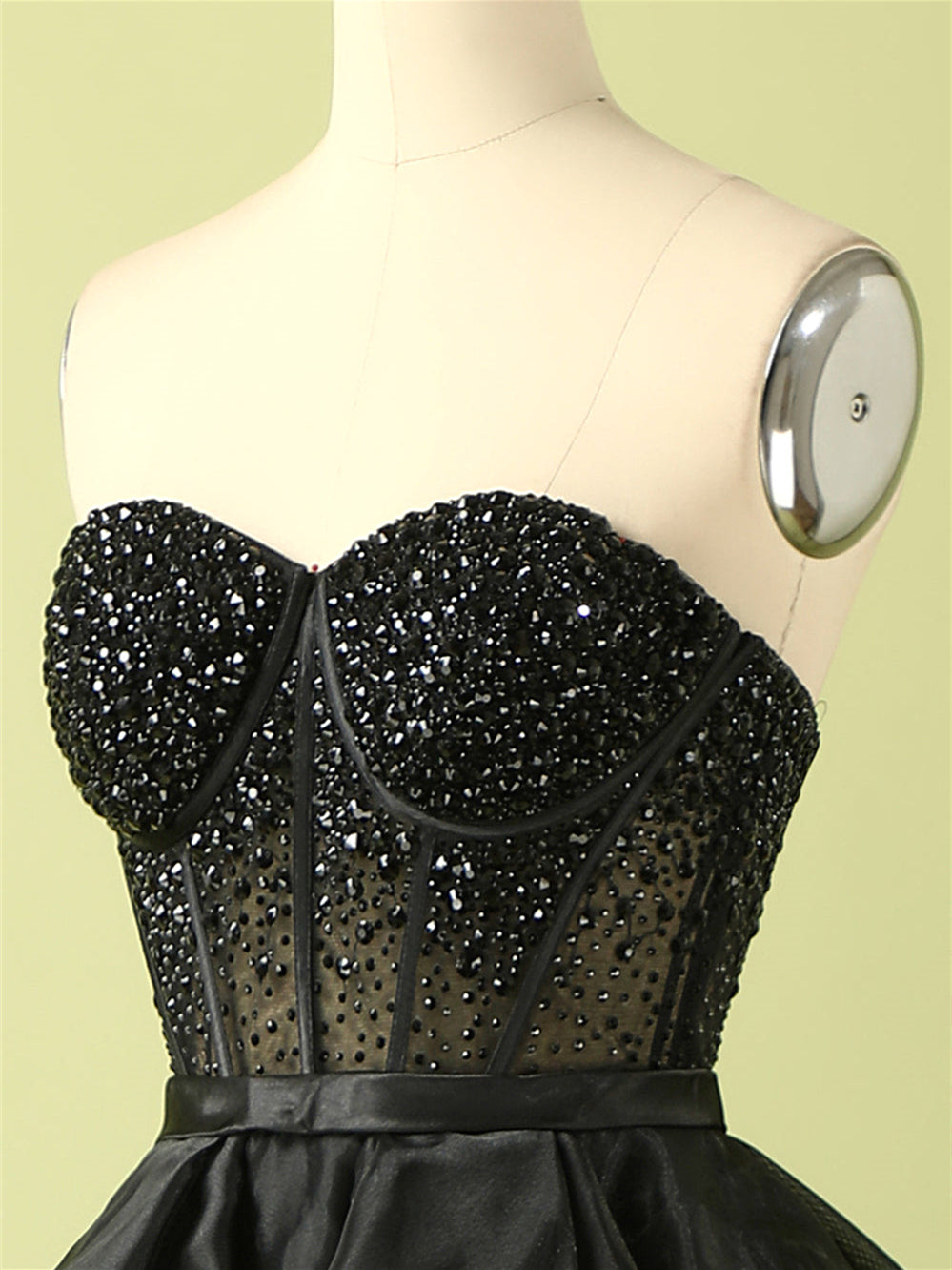 Ball-Gown Strapless Organza Floor-Length Beaded Evening Dress With Beads /Cascading Ruffles BabaMila