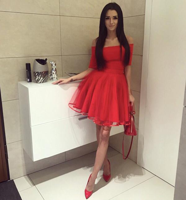 Red Homecoming Dress Little Black Dress A-line Off-the-shoulder Short Prom Dress Party Dress Homecoming Dress BabaMila