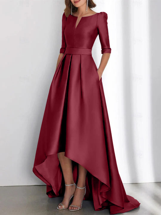 A-Line/Princess Half Sleeves Asymmetrical Mother Of The Bride Dresses With Pockets BabaMila