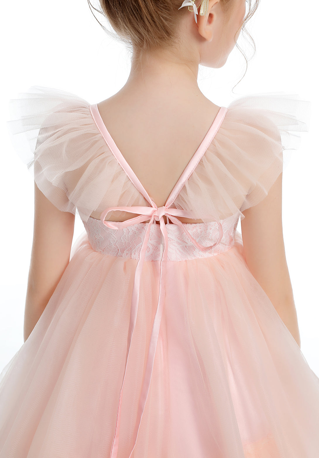 Ball Gown/Princess Flutter straps Scoop Neck Floor-Length Satin/Tulle Flower Girl Dresses With Appliques/Ribbon Girls Gidiondress