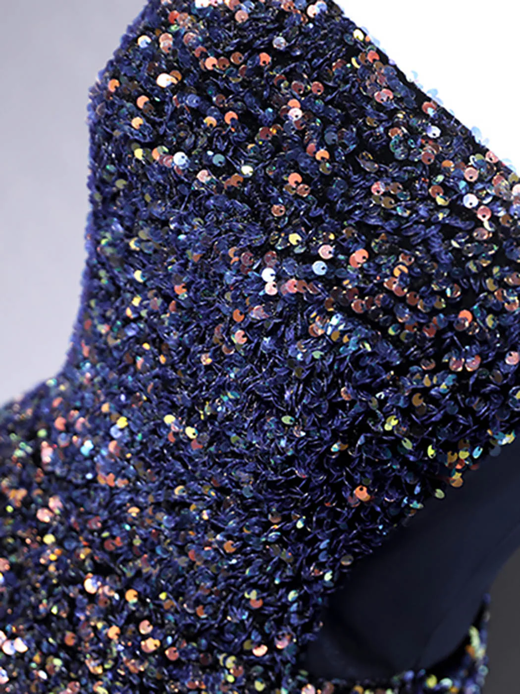 Dark Blue A-Line Sequin Lace Short Prom Dress, Cute Blue Homecoming Dress Homecoming Dress BabaMila