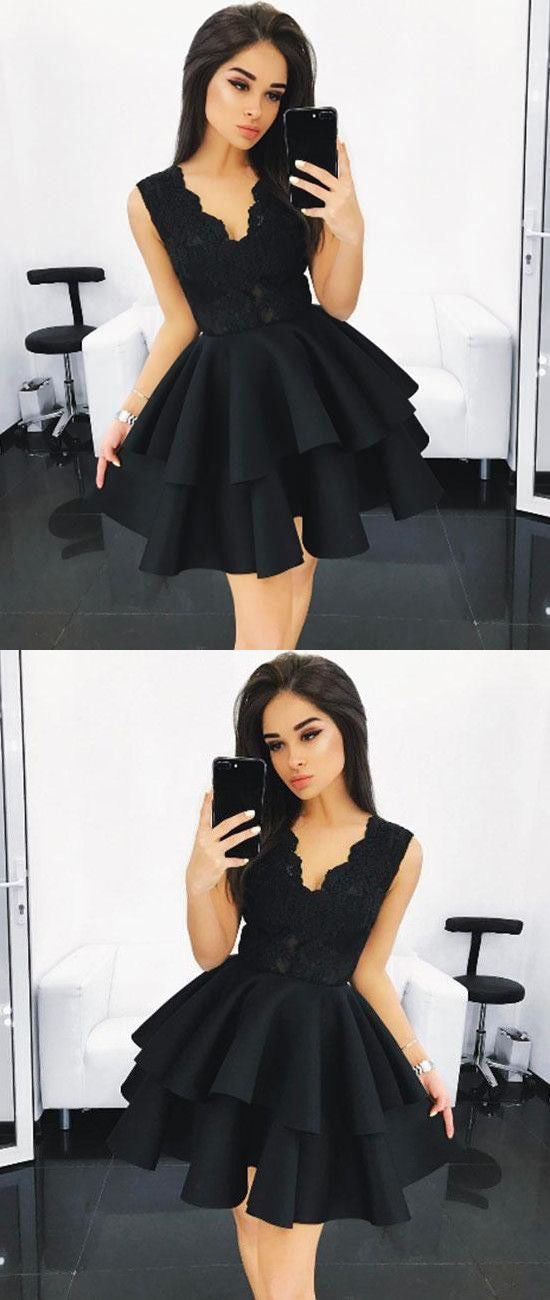 Beautiful Homecoming Dresses V-neck Lace Short Prom Dress Party Dress Homecoming Dress BabaMila