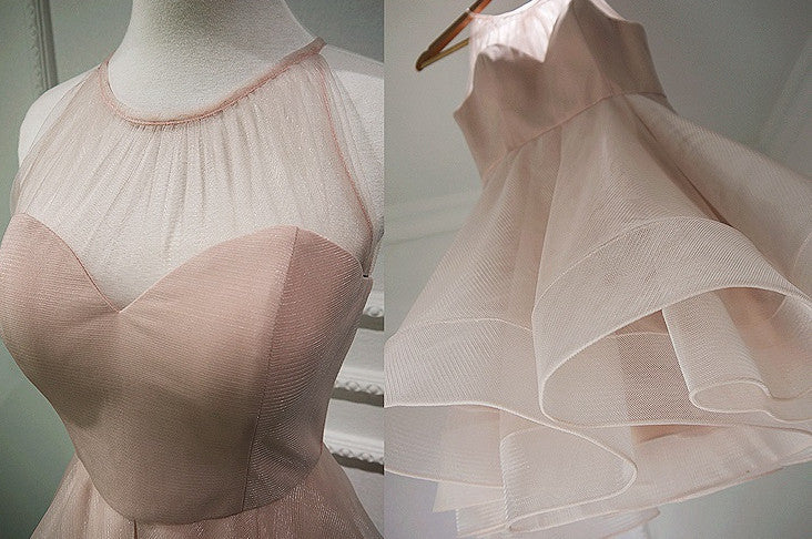 Homecoming Dress Halter Pearl Pink Short Prom Dress Party Dress Homecoming Dress BabaMila