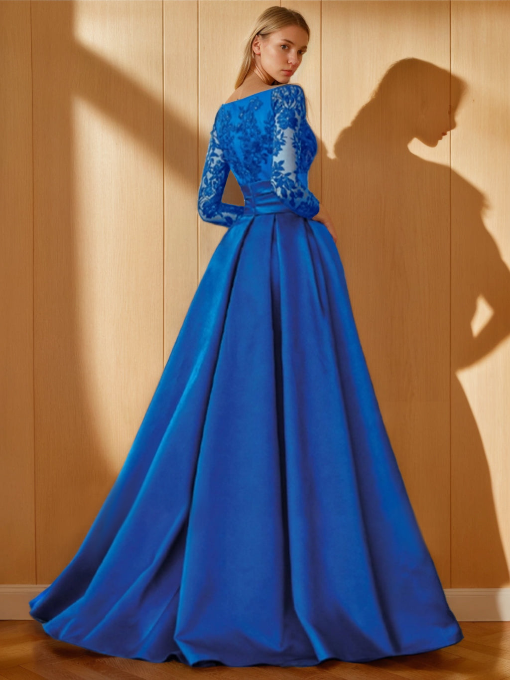 A-Line/Princess Off-The-Shoulder 3/4 Length Sleeves Floor-Length Mother Of The Bride Dresses With Split Side BabaMila