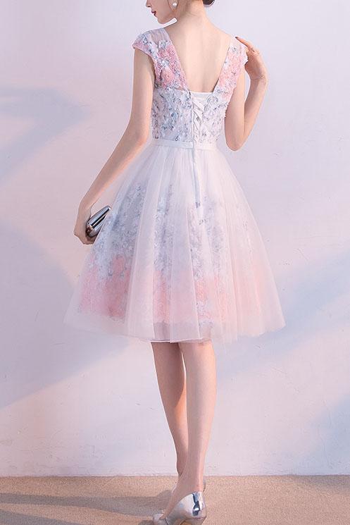 Cute Homecoming Dress A-line Scoop Knee-length Lace-up Short Prom Dress Party Dress Homecoming Dress BabaMila