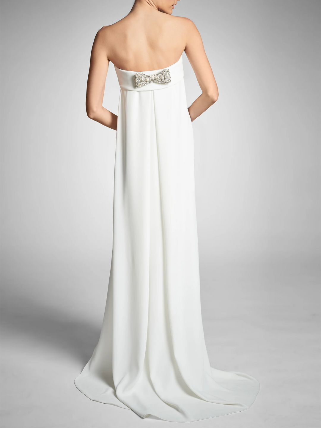 Sheath/Column Strapless Sleeveless Wedding Dresses with Beads Bowknot BabaMila