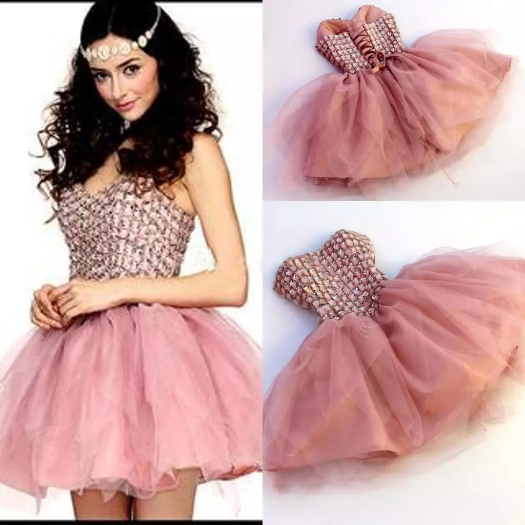 Homecoming Dress Sexy Rhinestone Strapless Short Prom Dress Party Dress Homecoming Dress BabaMila