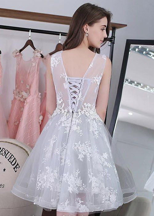 Homecoming Dress Lace-up Silver Sexy Short Prom Dress Party Dress Homecoming Dress BabaMila