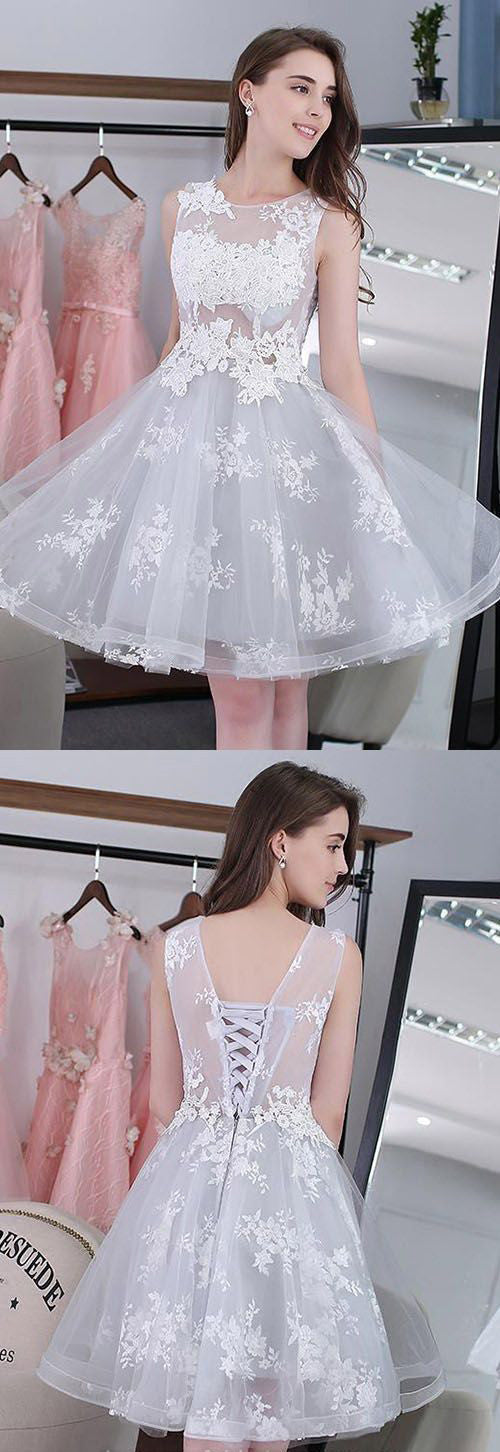 Homecoming Dress Lace-up Silver Sexy Short Prom Dress Party Dress Homecoming Dress BabaMila