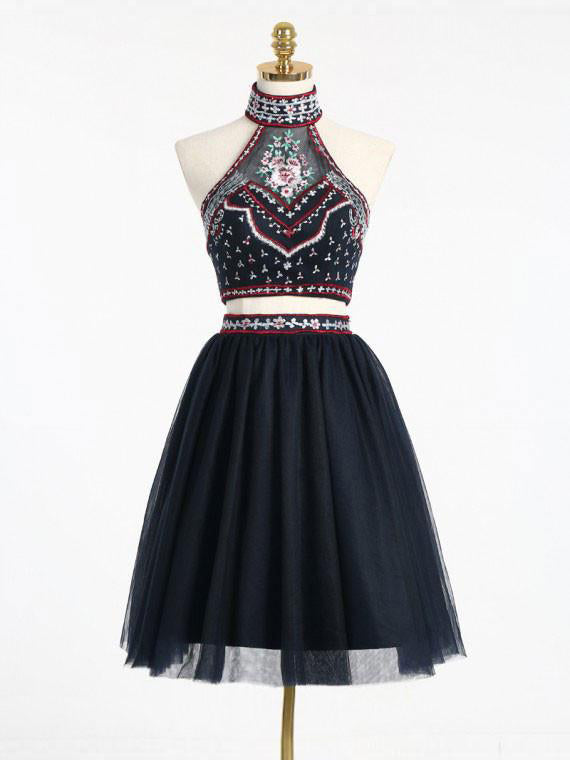 Homecoming Dress Sexy Two Pieces Embroidery Short Prom Dress Party Dress Homecoming Dress BabaMila