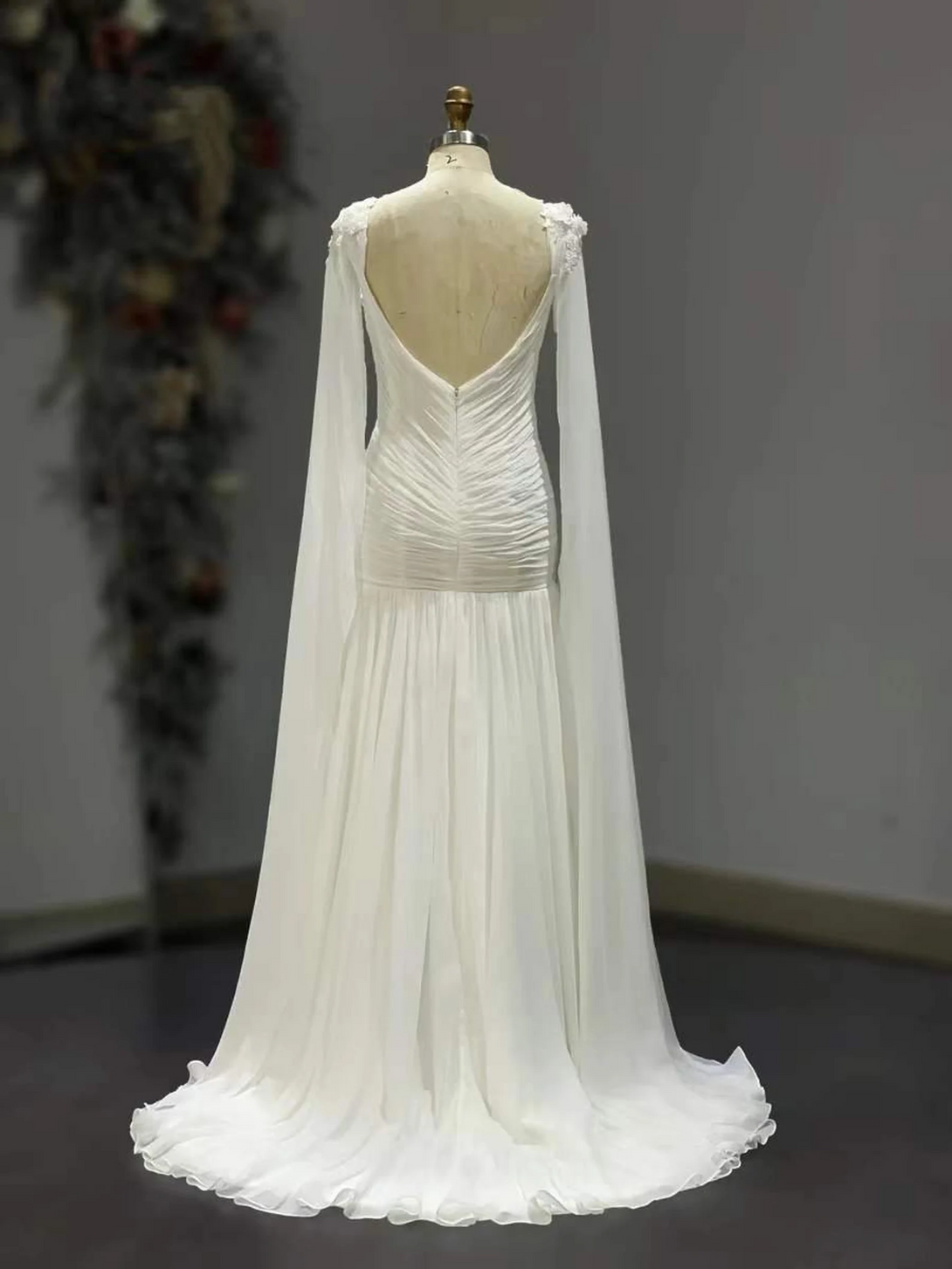 Ivory Mermaid Sleeveless Sweep/Brush Train Wedding Dresses BabaMila