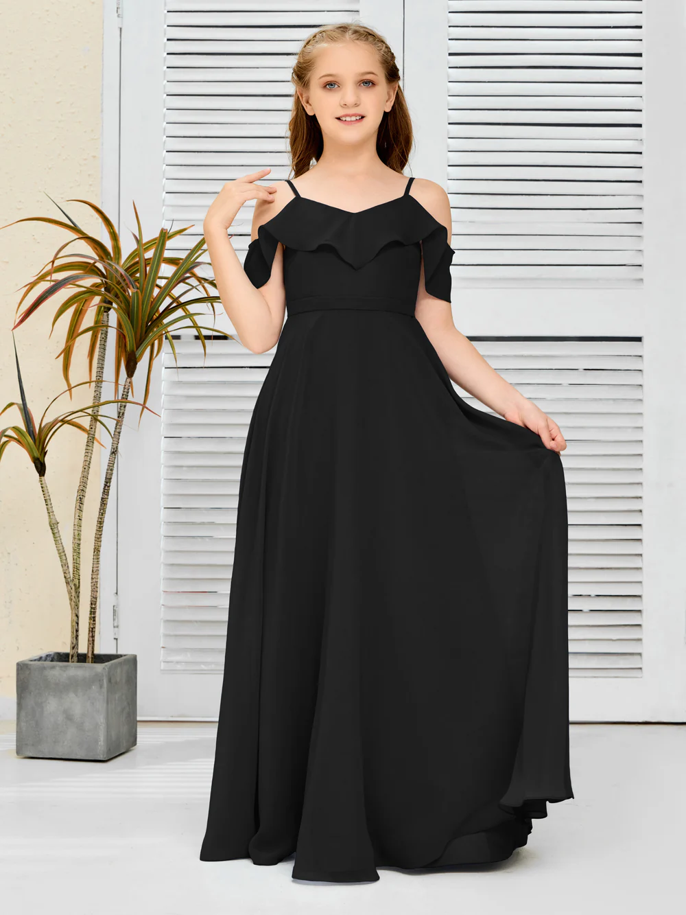 Floor-Length Chiffon Jr Bridesmaid Dress/Girls dress Gidiondress