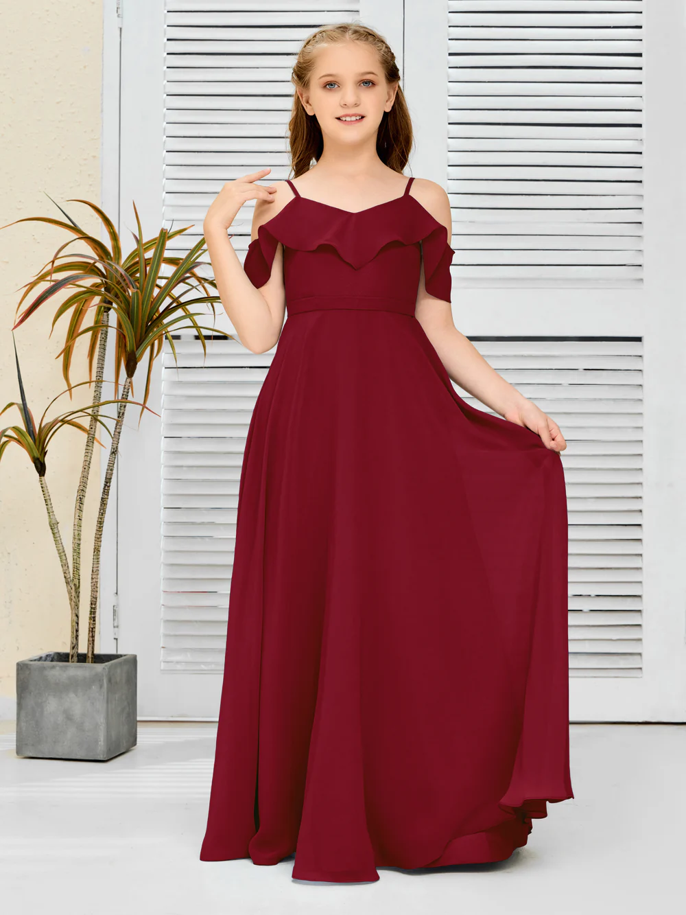 Floor-Length Chiffon Jr Bridesmaid Dress/Girls dress Gidiondress
