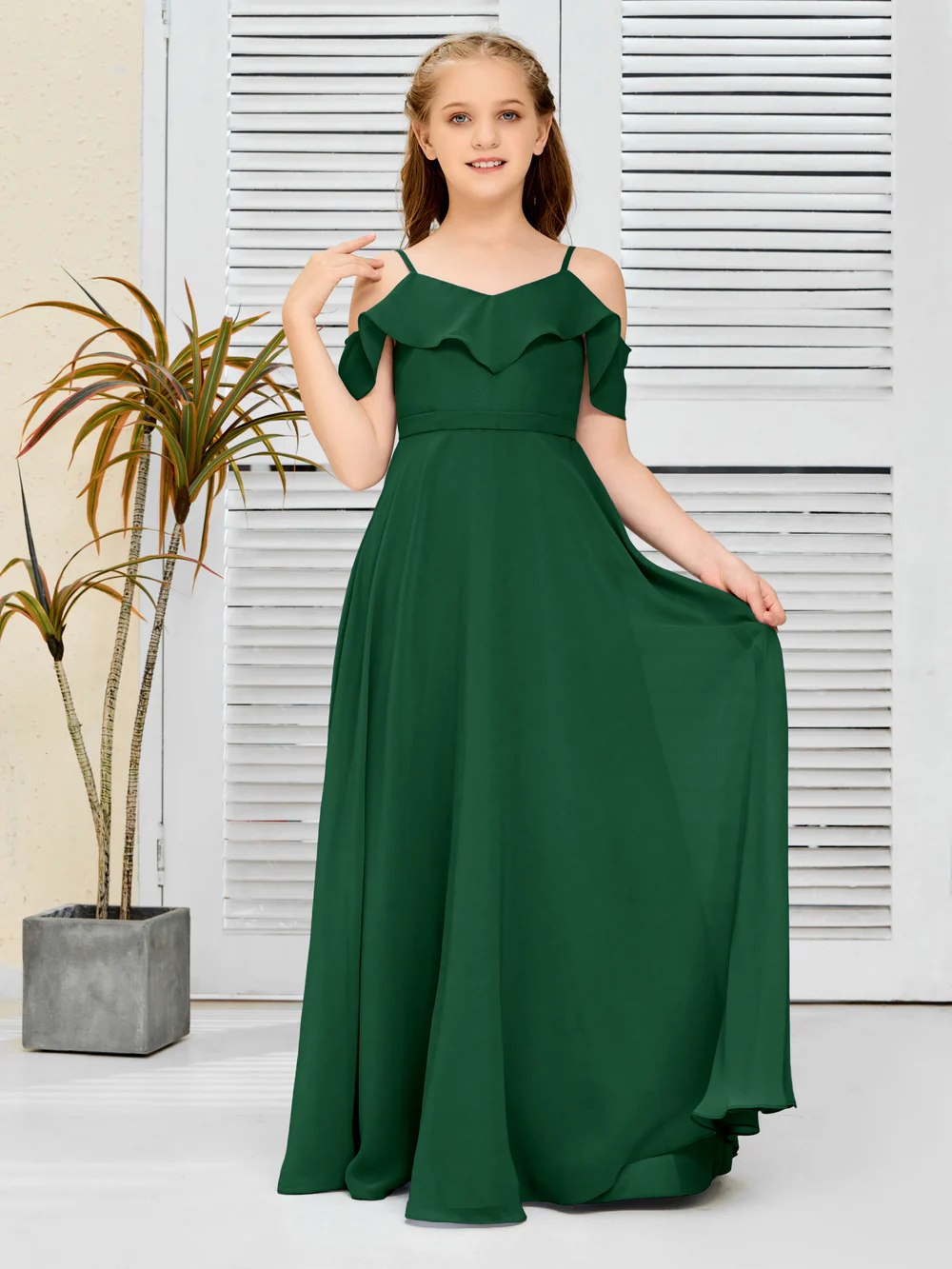 Floor-Length Chiffon Jr Bridesmaid Dress/Girls dress Gidiondress