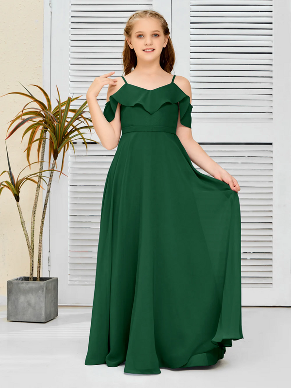 Floor-Length Chiffon Jr Bridesmaid Dress/Girls dress Gidiondress