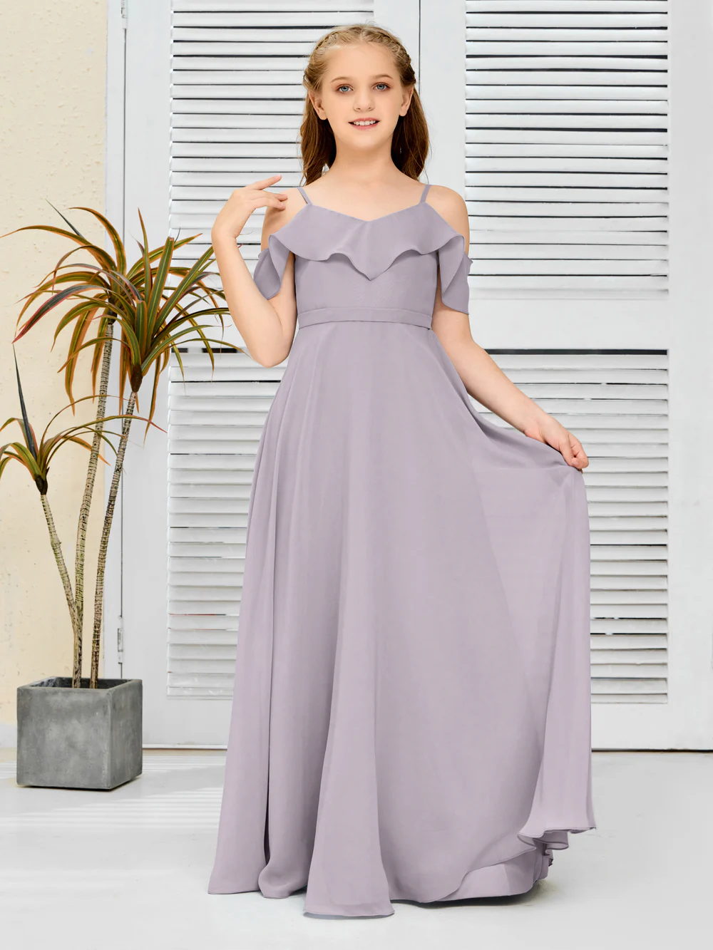 Floor-Length Chiffon Jr Bridesmaid Dress/Girls dress Gidiondress Dusk 12M
