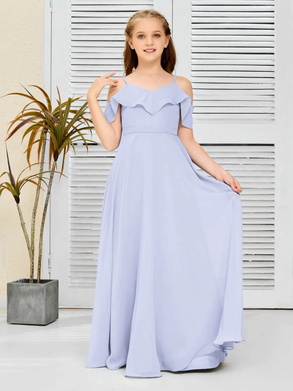 Floor-Length Chiffon Classic Junior Bridesmaid Dress/Girls Gidiondress