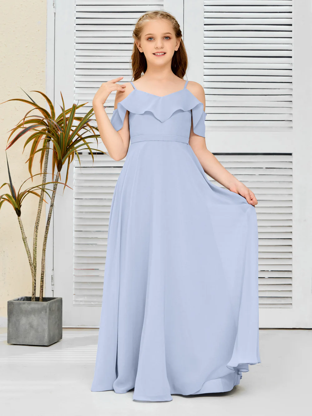 Floor-Length Chiffon Jr Bridesmaid Dress/Girls dress Gidiondress