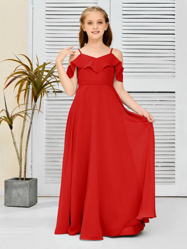 Floor-Length Chiffon Jr Bridesmaid Dress/Girls dress Gidiondress