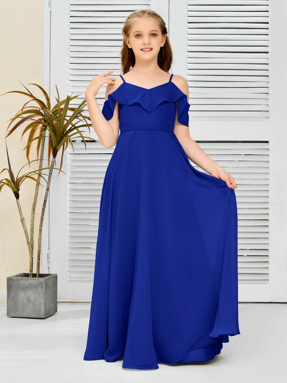 Floor-Length Chiffon Jr Bridesmaid Dress/Girls dress Gidiondress