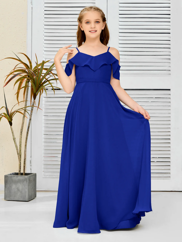 Floor-Length Chiffon Jr Bridesmaid Dress/Girls dress Gidiondress