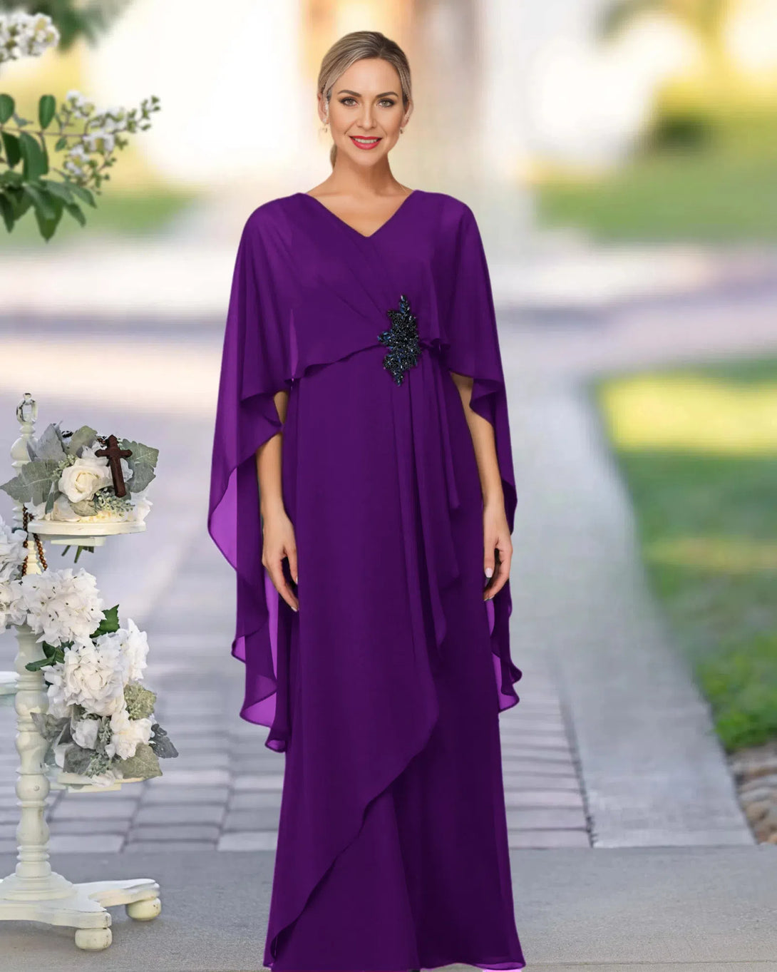 A Line Chiffon Floor Length Mother Of The Bride/Groom Dress BabaMila