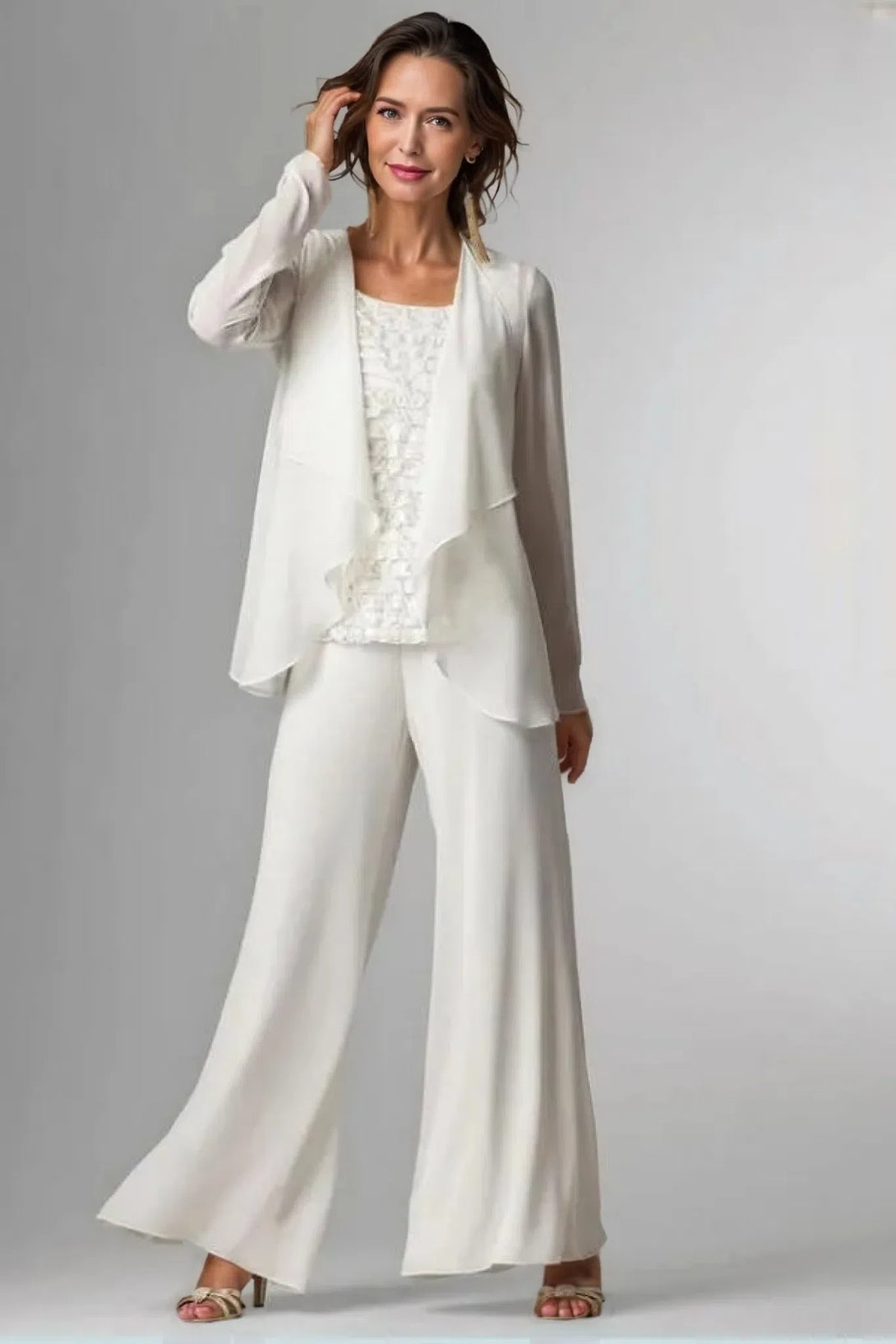 Women's Chiffon Two Pieces Pant Suits for Mother of the Bride Daily Wear BabaMila