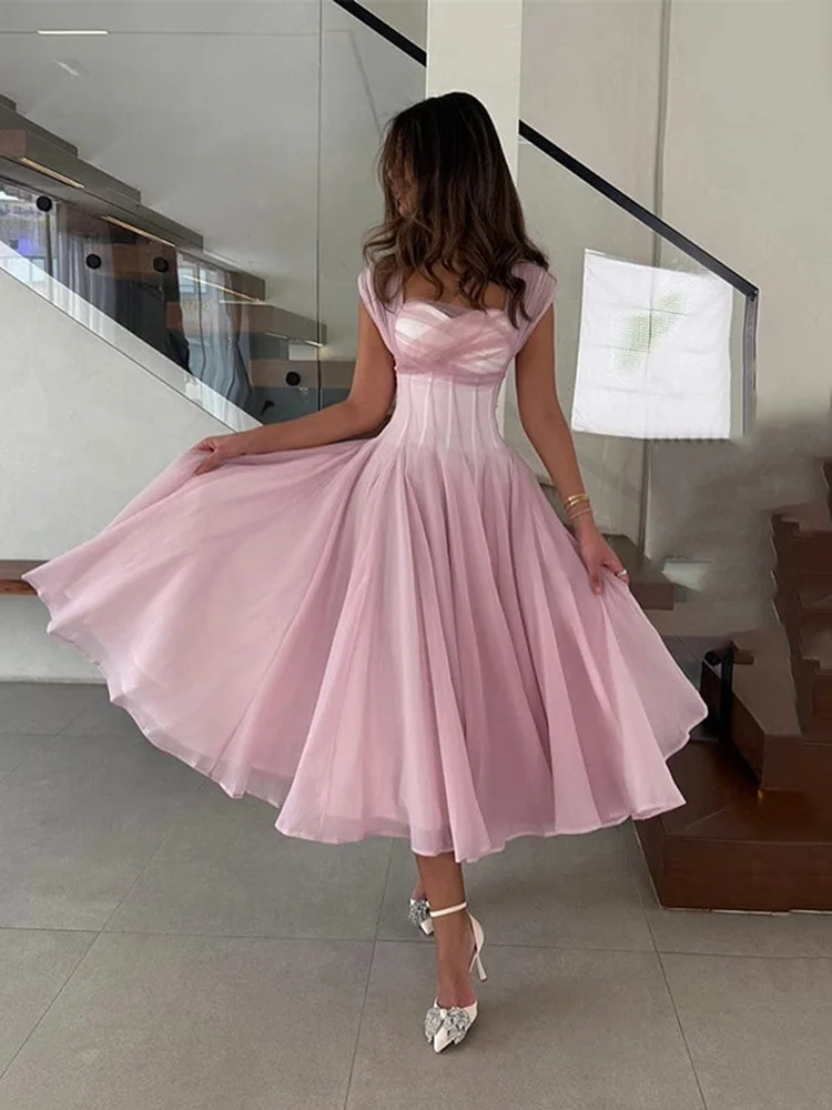 A-Line Evening Dresses Formal Party Gowns for Women Long Pleat Spaghetti Strap Elegant Prom Gown Homecoming Dress BabaMila