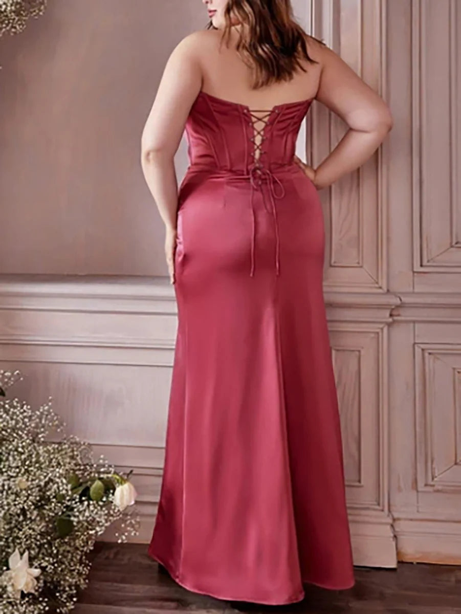 Sheath/Column Off-the-Shoulder Floor-length Plus Size Prom Dresses BabaMila
