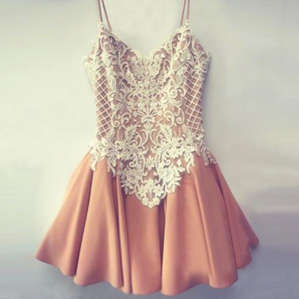 Homecoming Dress Chic White Lace Chiffon Short Prom Dress Party Dress Homecoming Dress BabaMila