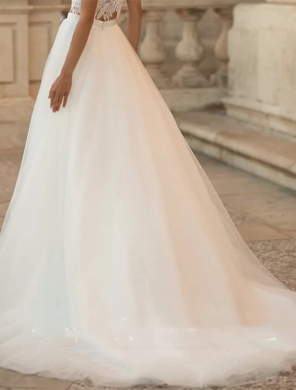 A-Line/Princess Wedding Dresses Separates Sweep / Brush Train With Split BabaMila