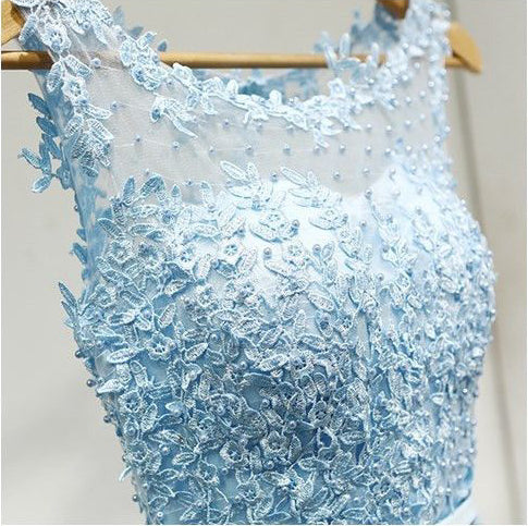 Homecoming Dress Light Sky Blue Appliques Short Prom Dress Party Dress Homecoming Dress BabaMila