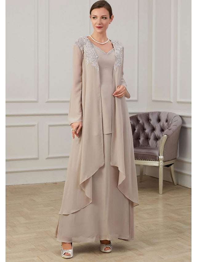 A-Line/Princess V-Neck Floor-Length Mother Of The Bride Dresses BabaMila