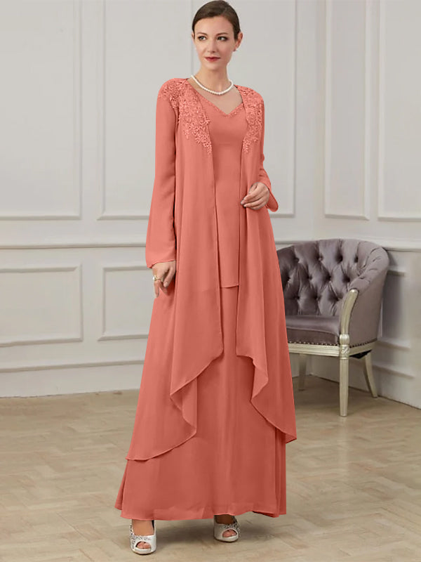 A-Line/Princess V-Neck Floor-Length Mother Of The Bride Dresses BabaMila