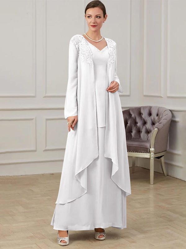 A-Line/Princess V-Neck Floor-Length Mother Of The Bride Dresses BabaMila