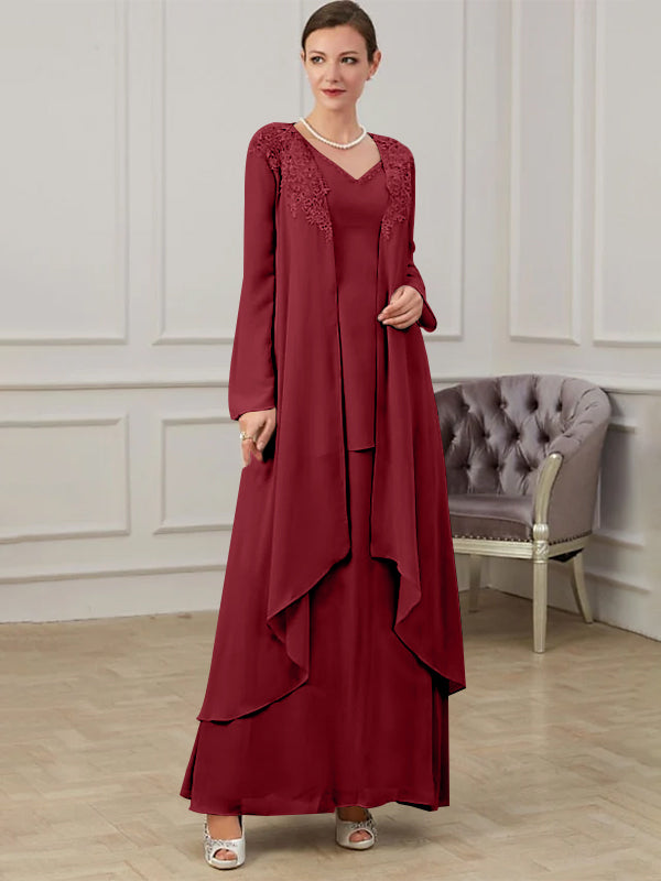 A-Line/Princess V-Neck Floor-Length Mother Of The Bride Dresses BabaMila